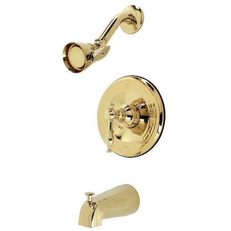 Kingston Brass Tub and Shower Faucet, Polished Brass, Wall Mount KB1632NL